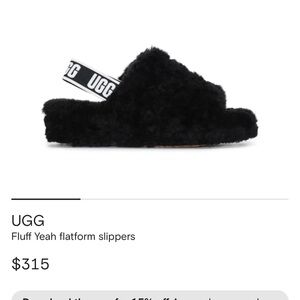 UGG Black Fluff Yeah Platform Slippers
